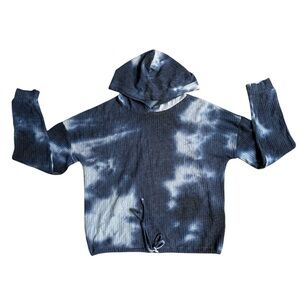 Orange Kiss light & dark blue camo thermal hoodie drawstring bottom cuffs, L.